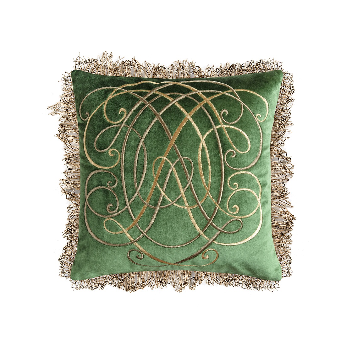 Anastasia cushion in Capri silk velvet - Emerald