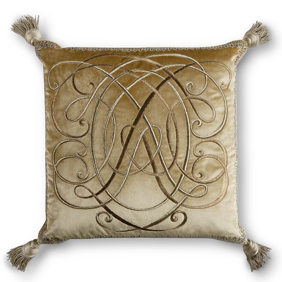Anastasia cushion in Capri silk velvet - Almond - Beaumont & Fletcher