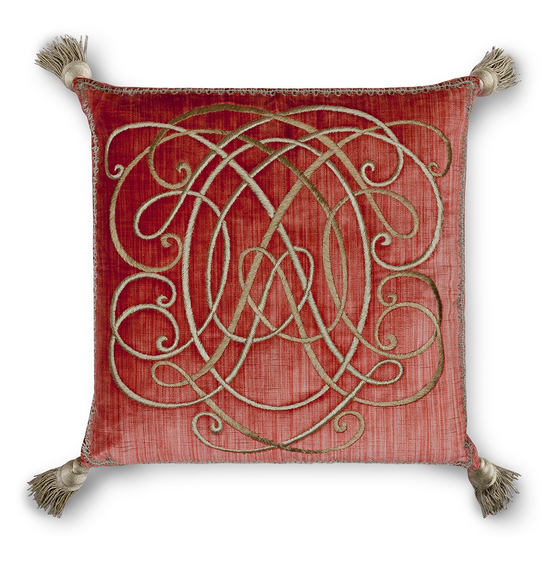 Anastasia cushion in Como silk velvet - Pompeiian red