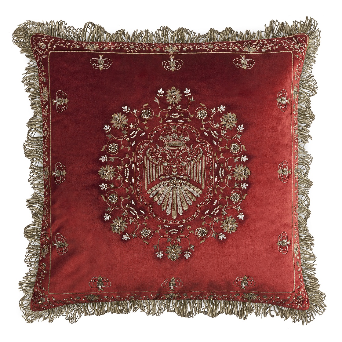 Beatrice cushion in Capri silk velvet - Toledo red - Beaumont & Fletcher
