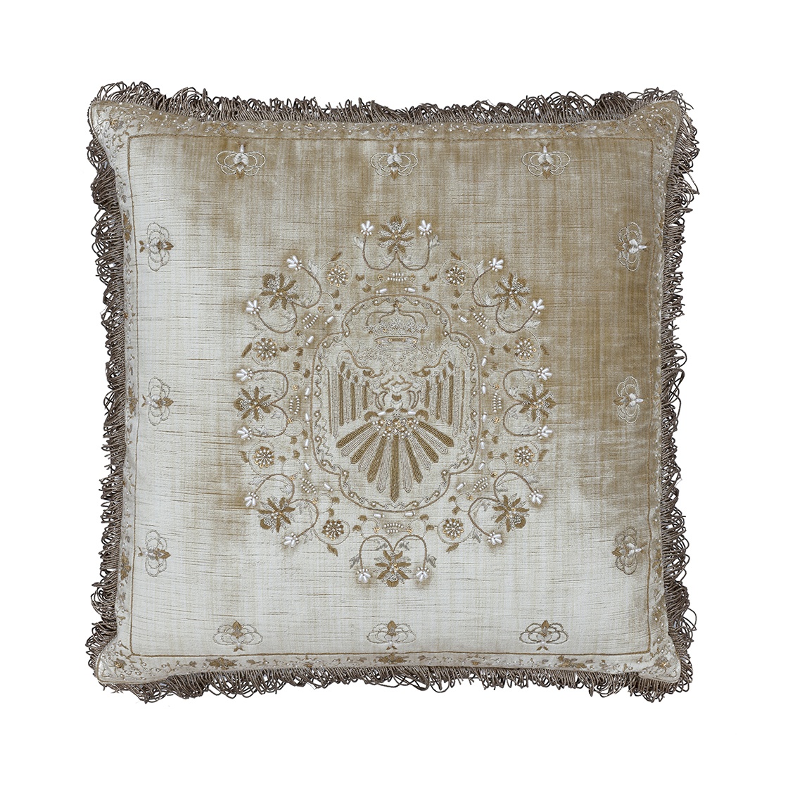 Beatrice cushion in Como silk velvet - Biscuit