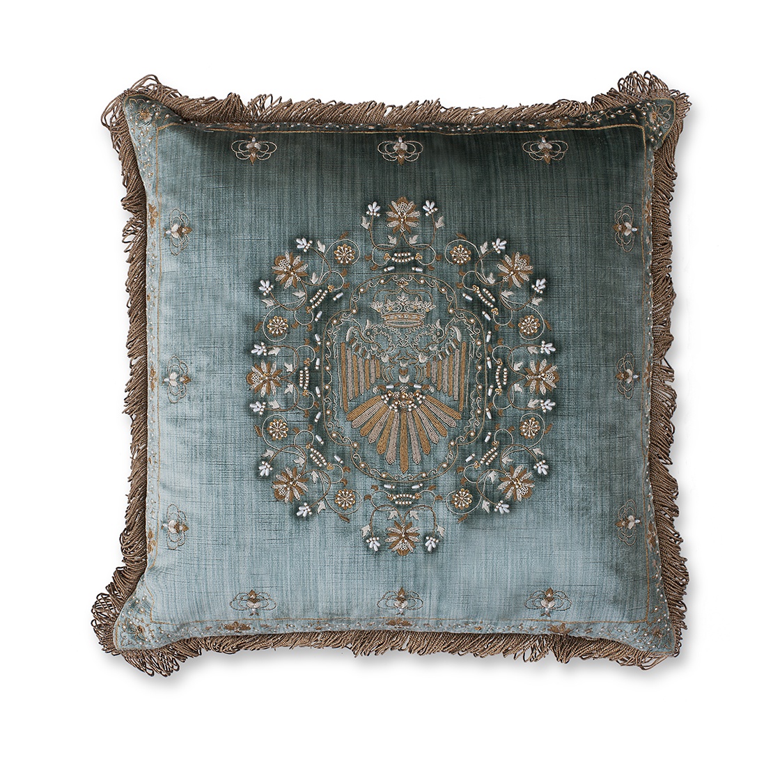 Beatrice cushion in Como silk velvet - Teal