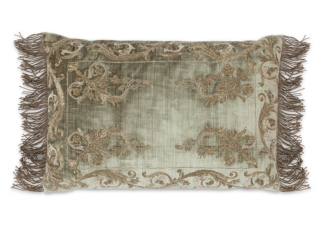 Calista cushion in Como silk velvet - Fern - Beaumont & Fletcher