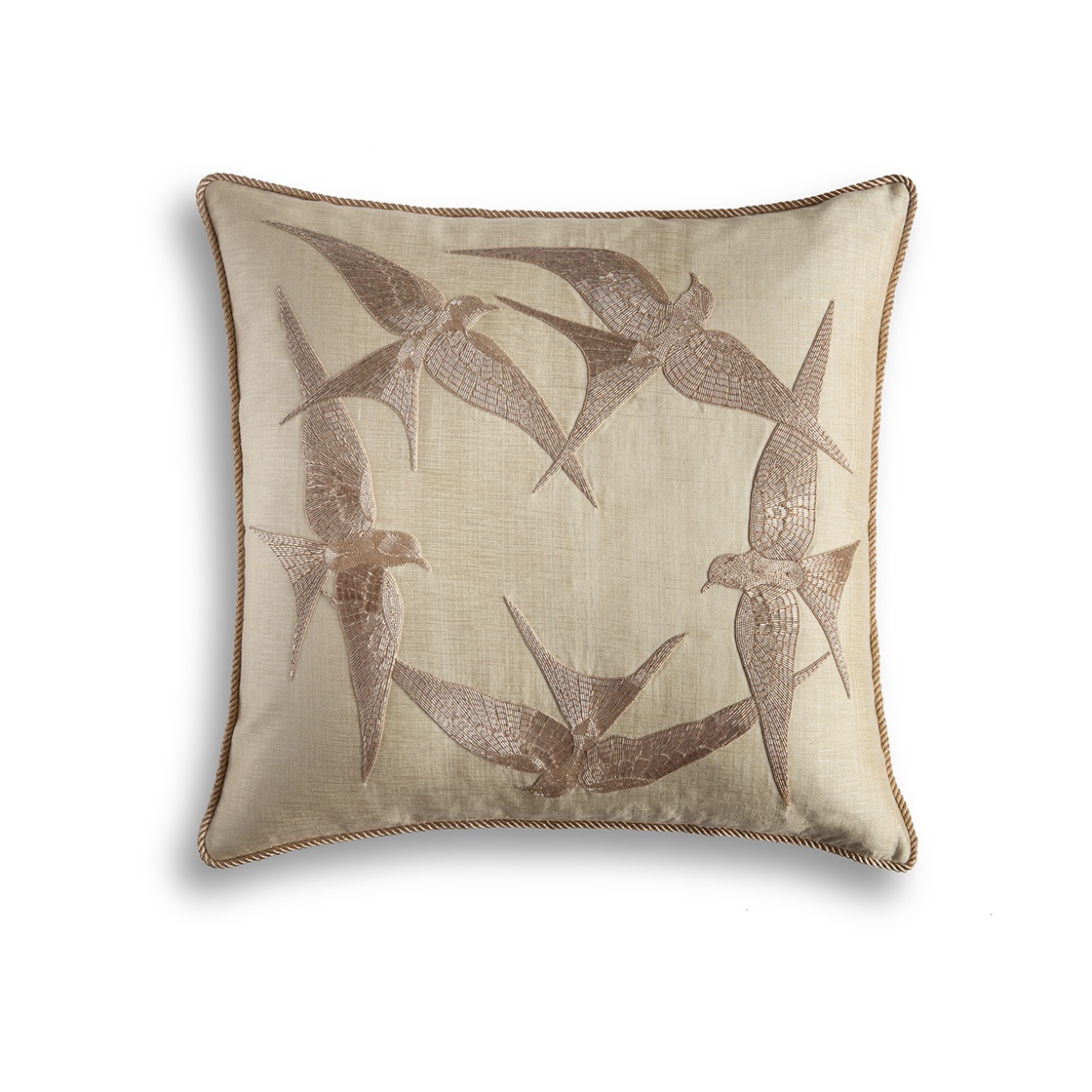 Elvira cushion in Lagan silk - Light gold - Beaumont & Fletcher