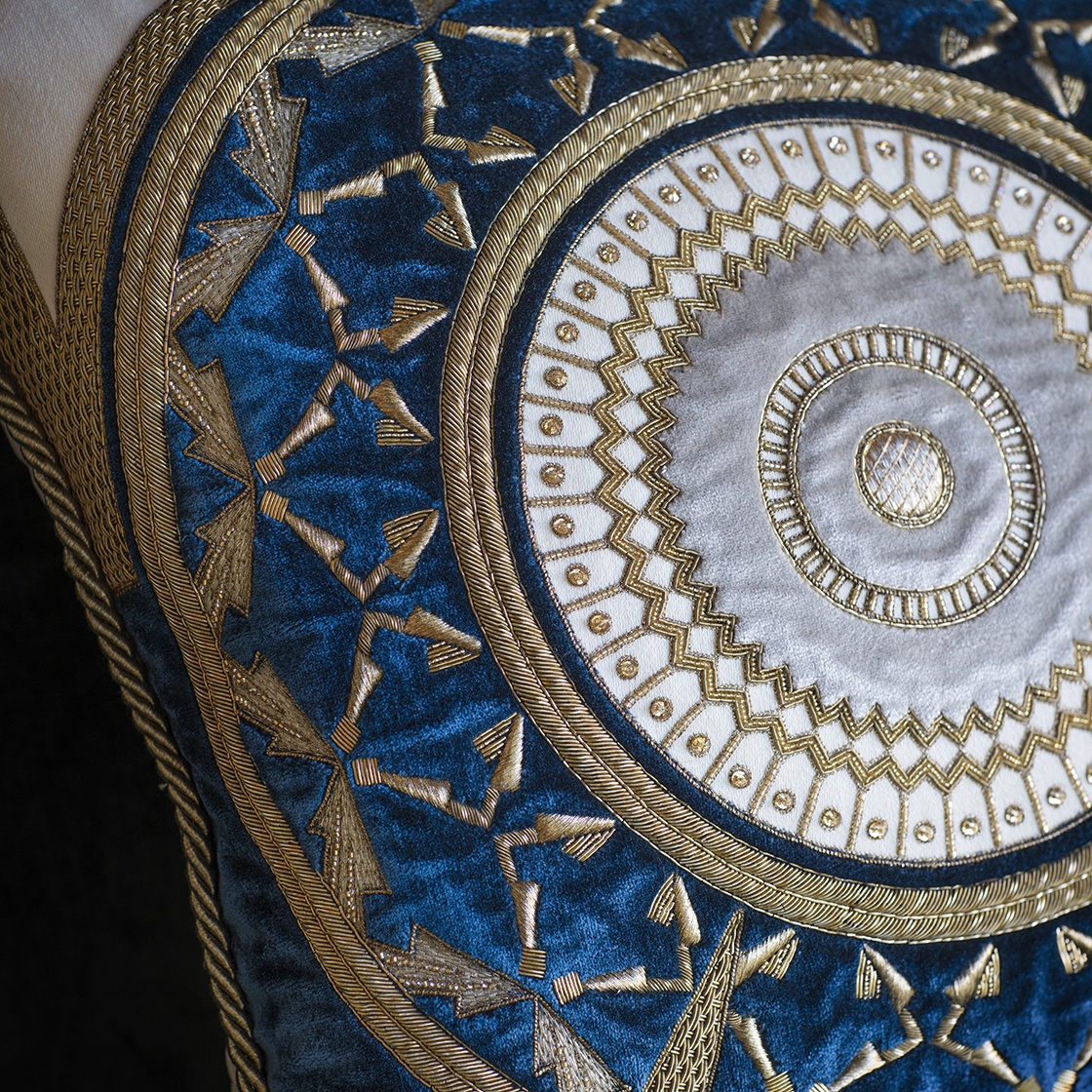 Ettore Cushion in Capri silk velvet - Prussian Blue Ettore Cushion in Capri silk velvet - Prussian Blue