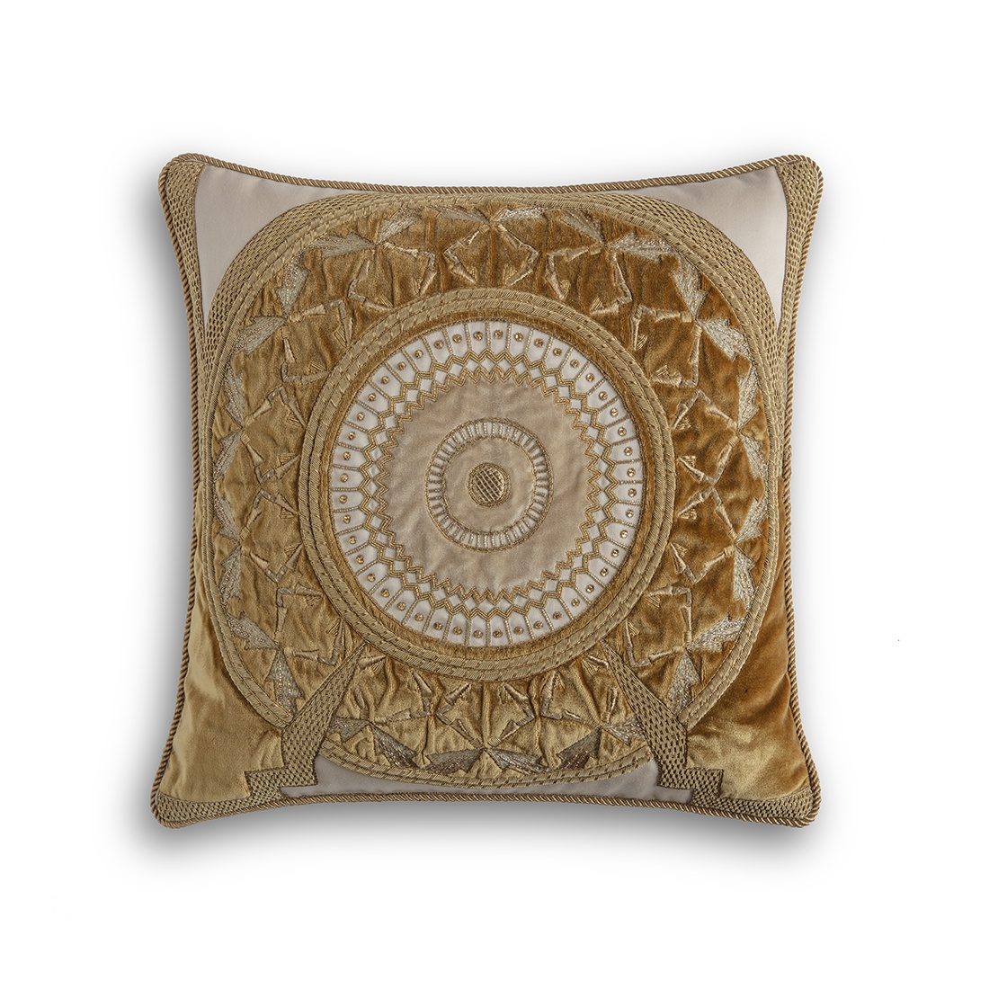 Ettore cushion in Capri silk velvet - Cinnamon, Biscuit
