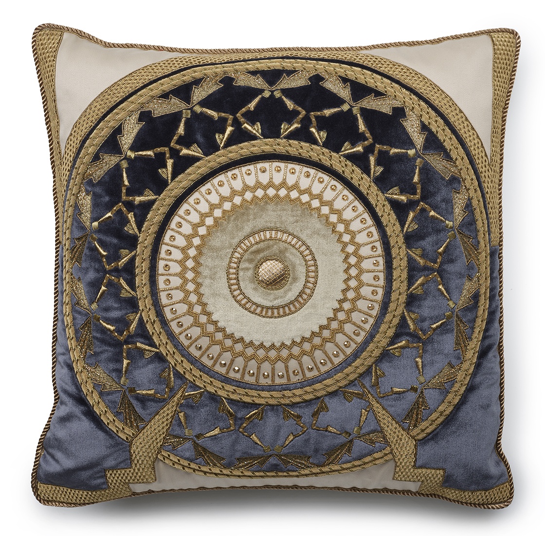 Ettore cushion in Capri silk velvet - Charcoal, Sable Ettore cushion in Capri silk velvet - Charcoal, Sable