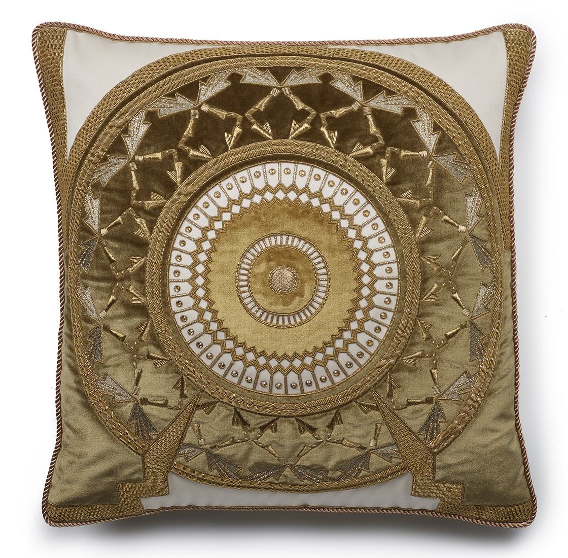 Ettore cushion in Capri silk velvet - French grey, Almond Ettore cushion in Capri silk velvet - French grey, Almond