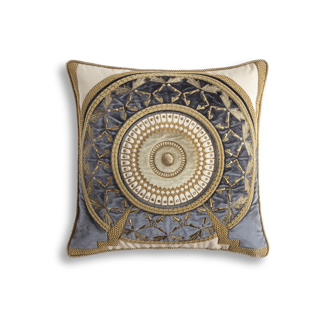 Ettore cushion in Capri silk velvet - Charcoal