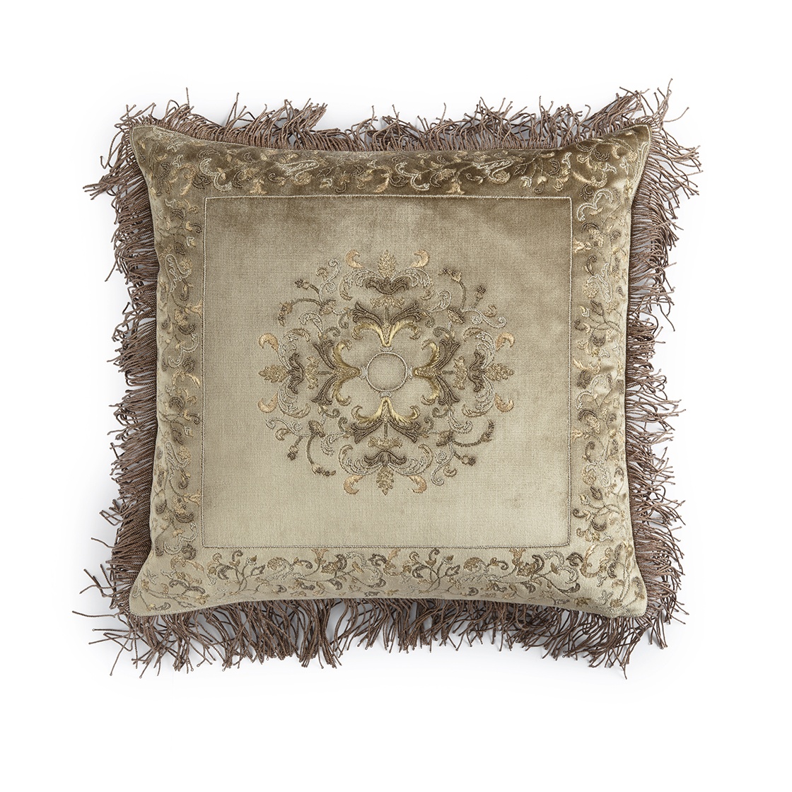 Felicia cushion in Capri silk velvet - French grey - Beaumont & Fletcher