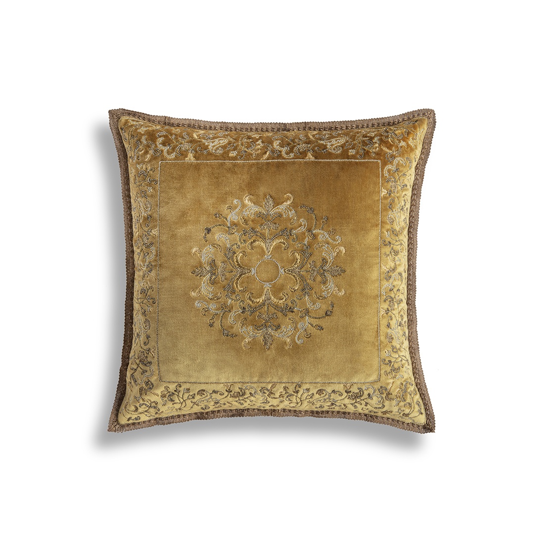Felicia cushion in Capri silk velvet - Almond - Beaumont & Fletcher