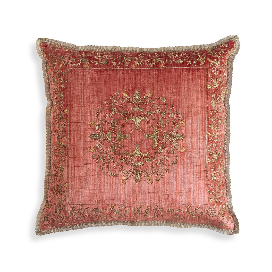 Felicia cushion in Como silk velvet - Pompeiian Red
