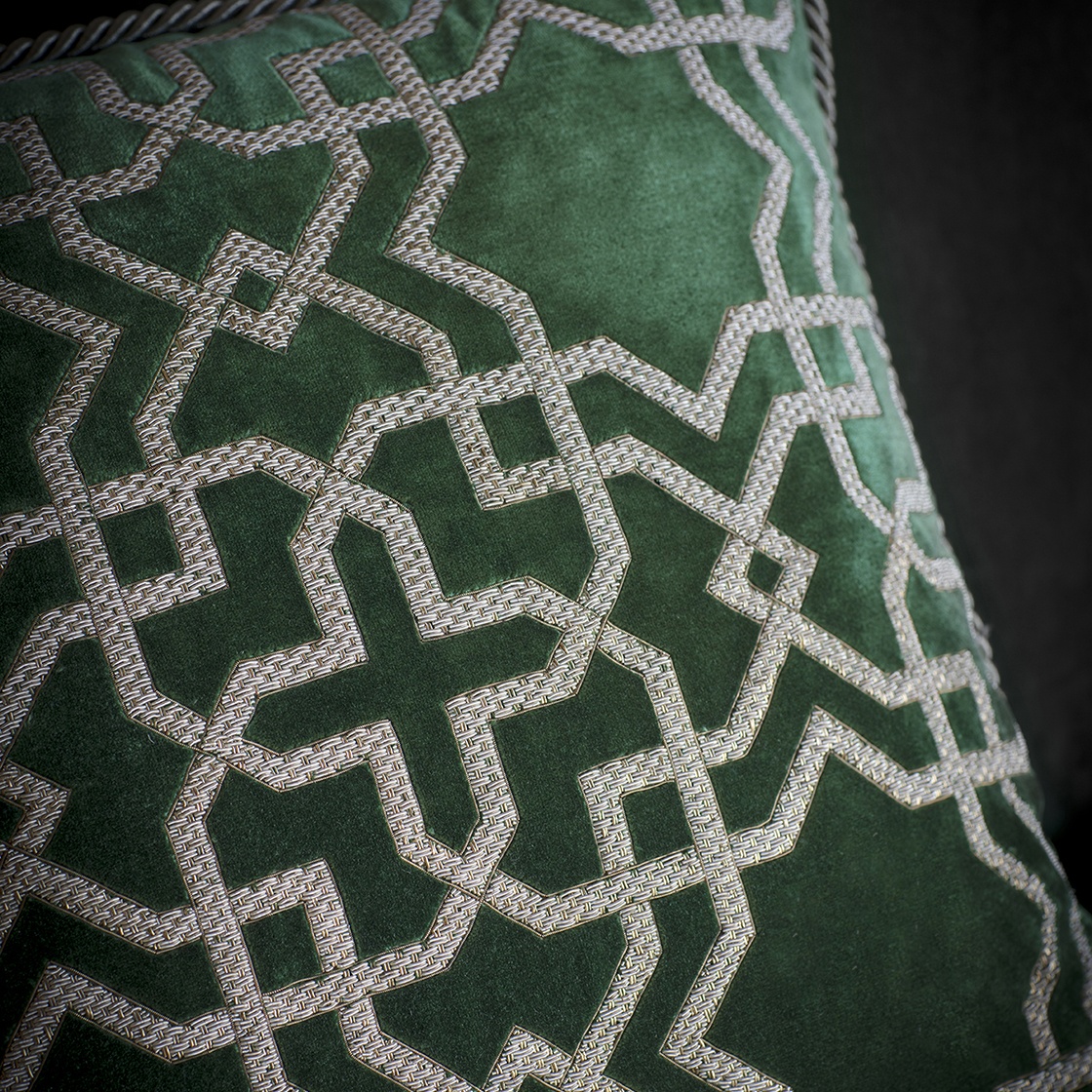 Habibi Cushion in Capri silk velvet - Emerald