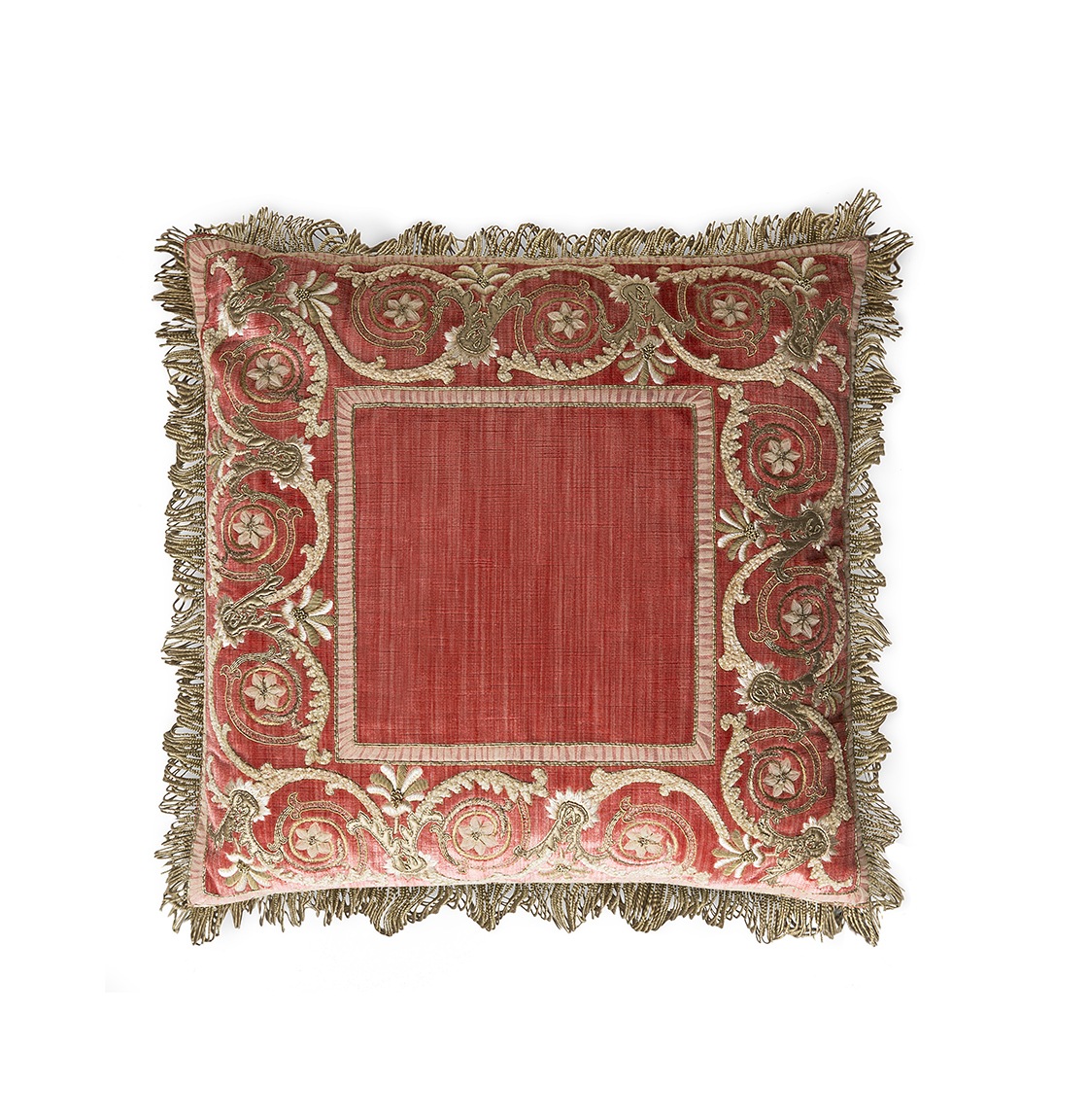 Sophia cushion in Como silk velvet - Pompeiian red - Beaumont & Fletcher