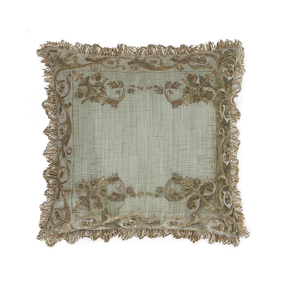 Viola cushion in Como silk velvet - Fern - Beaumont & Fletcher