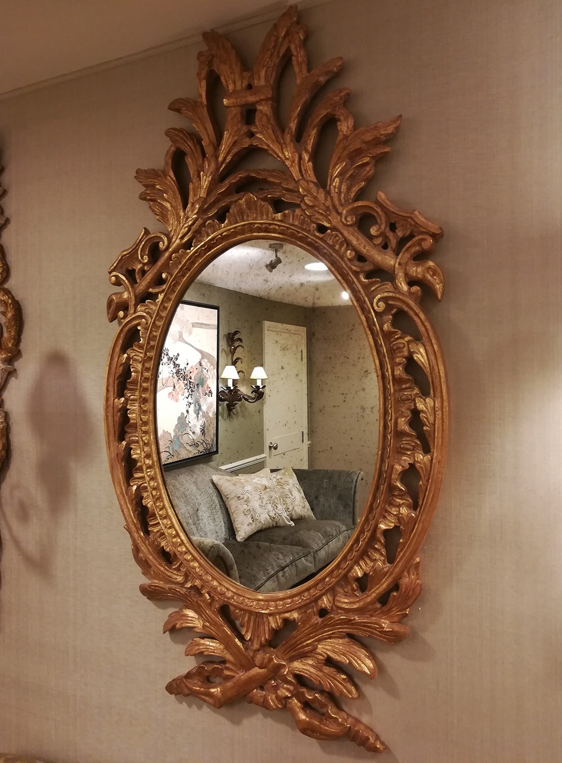 Olympus mirror in Antiqued gold finish - Beaumont & Fletcher