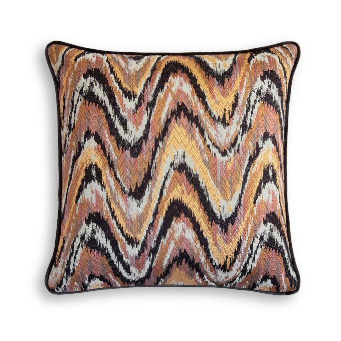 Kyma Cushion - Havana with Capri silk velvet - Midnight back and piping
