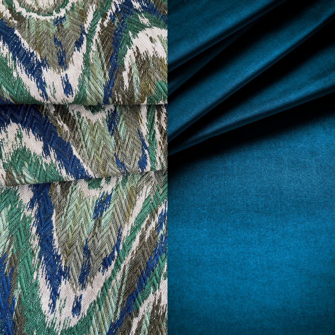 Kyma - Sherwood with Capri silk velvet - Prussian blue - Beaumont & Fletcher