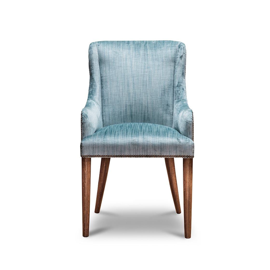 Calypso carver dining chair in Como silk velvet - Teal - Beaumont & Fletcher