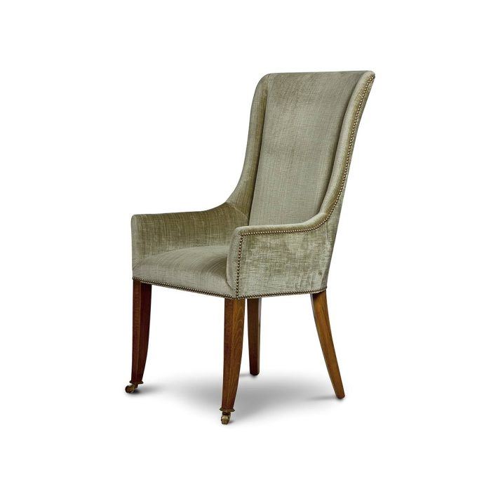 Kingsley carver dining chair with Zola Antique gold embroidery in Como silk velvet - Fern