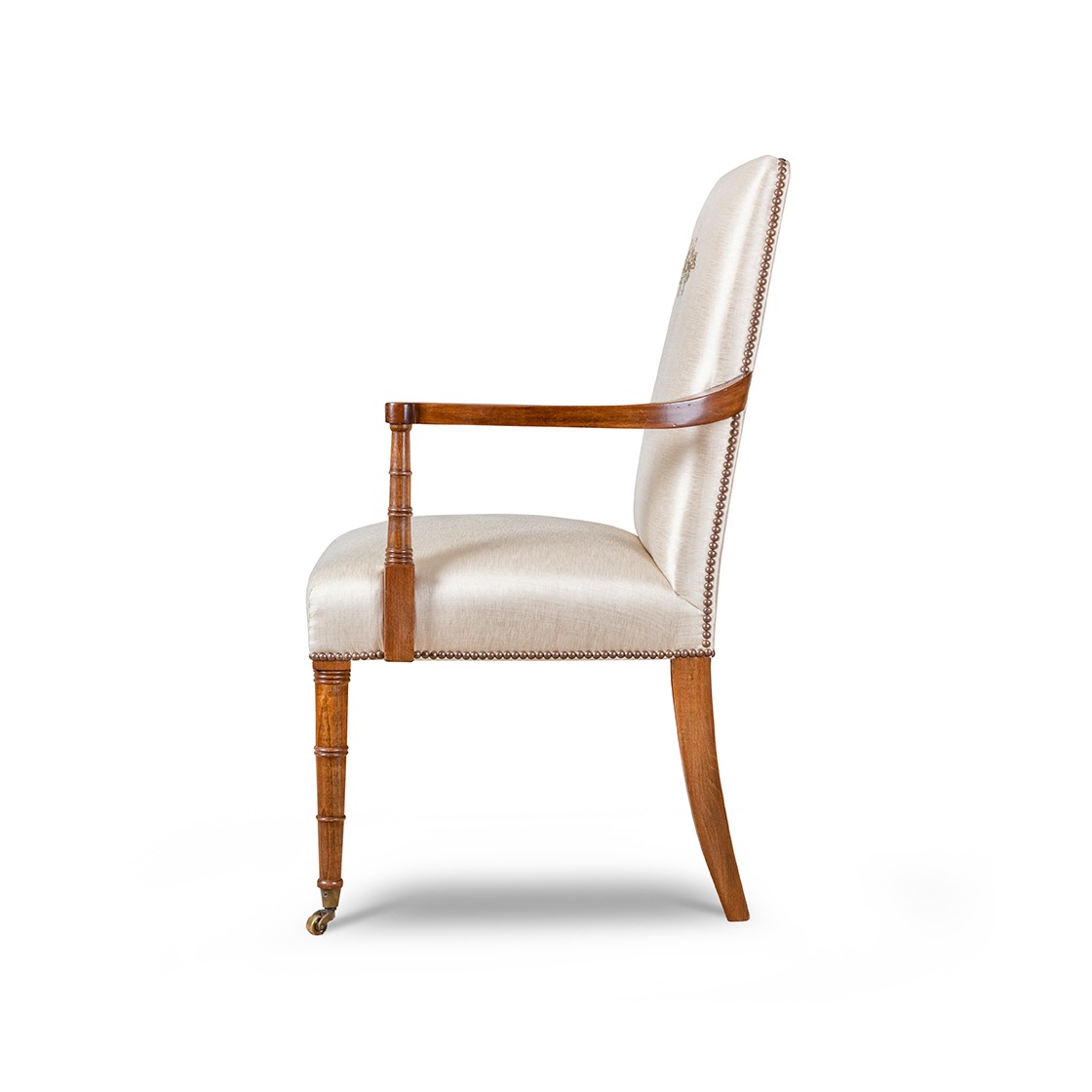 Pavilion carver dining chair with Cellini embroidery in Lagan silk - Oyster - Beaumont & Fletcher