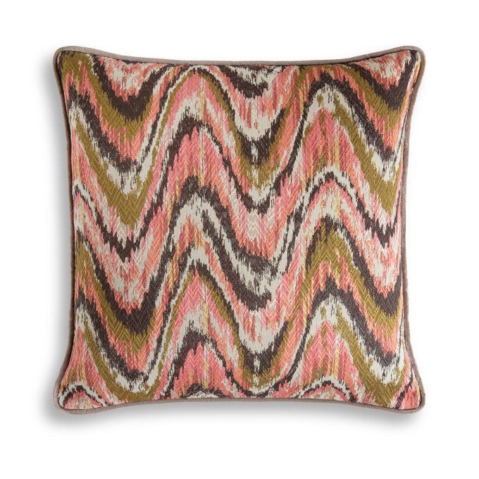 Kyma cushion - Flamingo backed and piped in Capri silk velvet - Bokhara