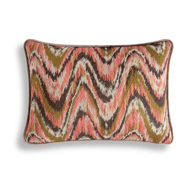 Kyma cushion - Flamingo backed and piped in Capri silk velvet - Bokhara