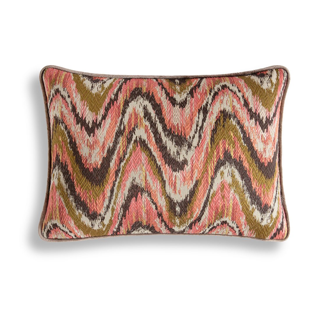 Kyma cushion - Flamingo backed and piped in Capri silk velvet - Bokhara - Beaumont & Fletcher