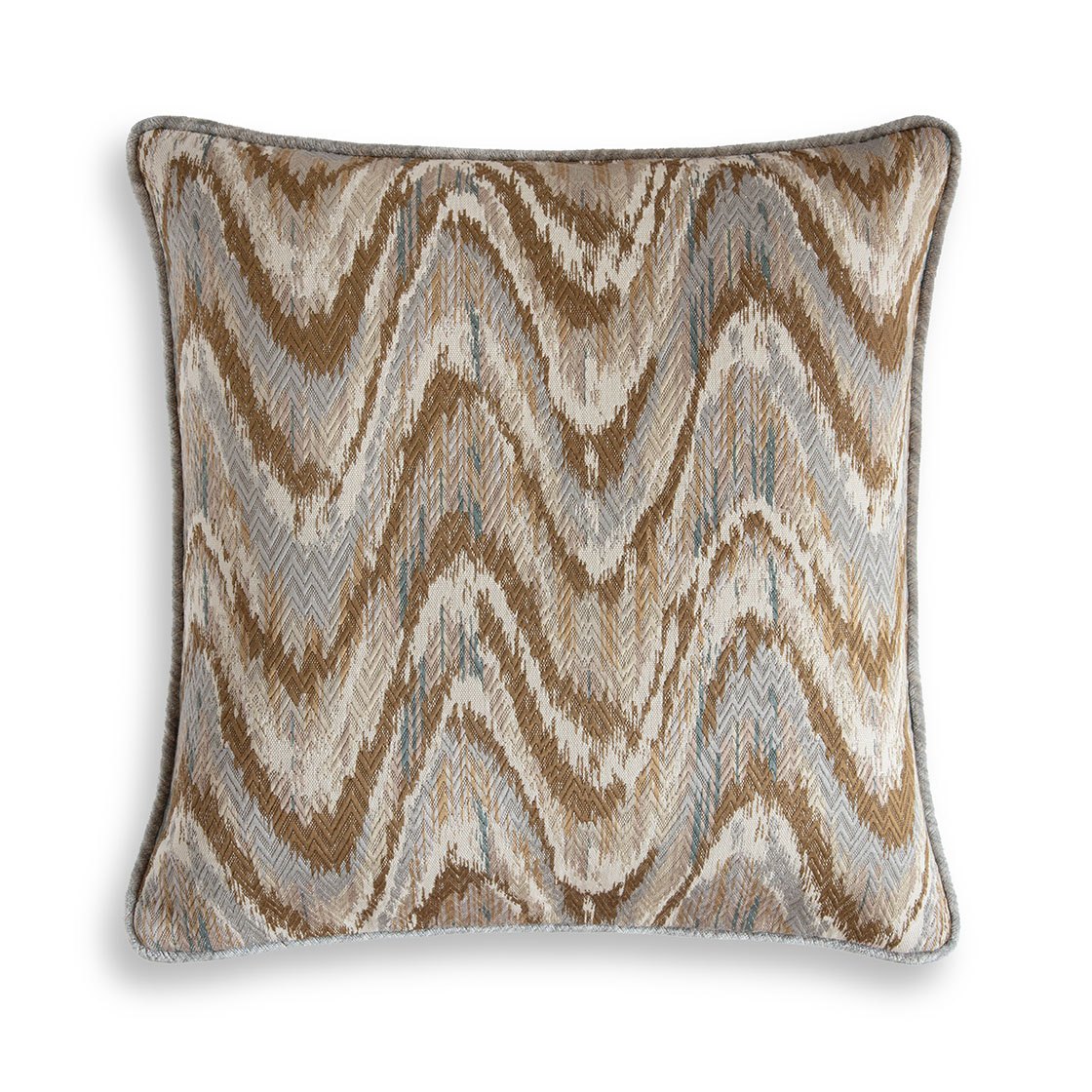 Kyma cushion - Driftwood backed and piped in Como silk velvet - Sage - Beaumont & Fletcher