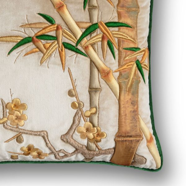 Ariana cushion in Capri silk velvet - Biscuit RHS