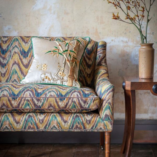 Ariana cushion in Capri silk velvet - Biscuit RHS