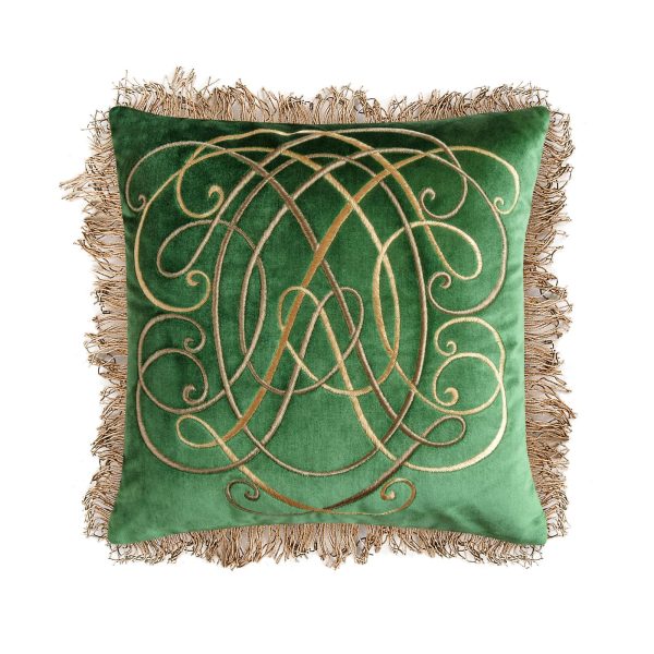 Anastasia cushion in Capri silk velvet - Emerald