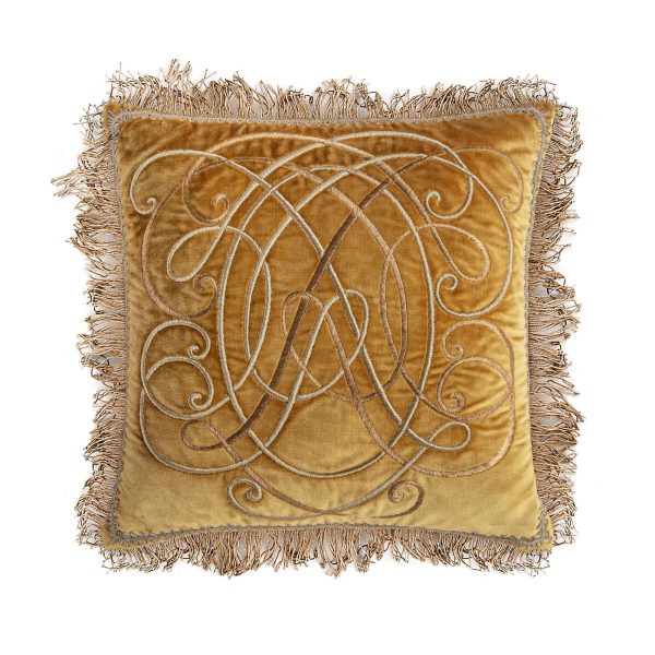 Anastasia cushion in Capri silk velvet - Almond