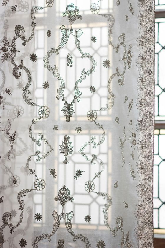 Sheer curtains with a delicate, all over hand embroidery design