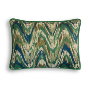 A luxurious, handmade cushion in a green flame stitch fabric