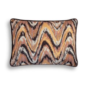 A luxurious, handmade cushion in a purple flame stitch fabric
