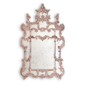 Chinoiserie mirror in Distressed silver