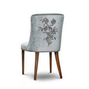 Calypso chair in Como silk velvet - Teal and Isolde embroidery