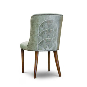 Calypso chair in Como silk velvet - Moss and Rockefeller embroidery