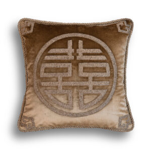 Feng Shui cushion, Double happiness on Capri - French Grey