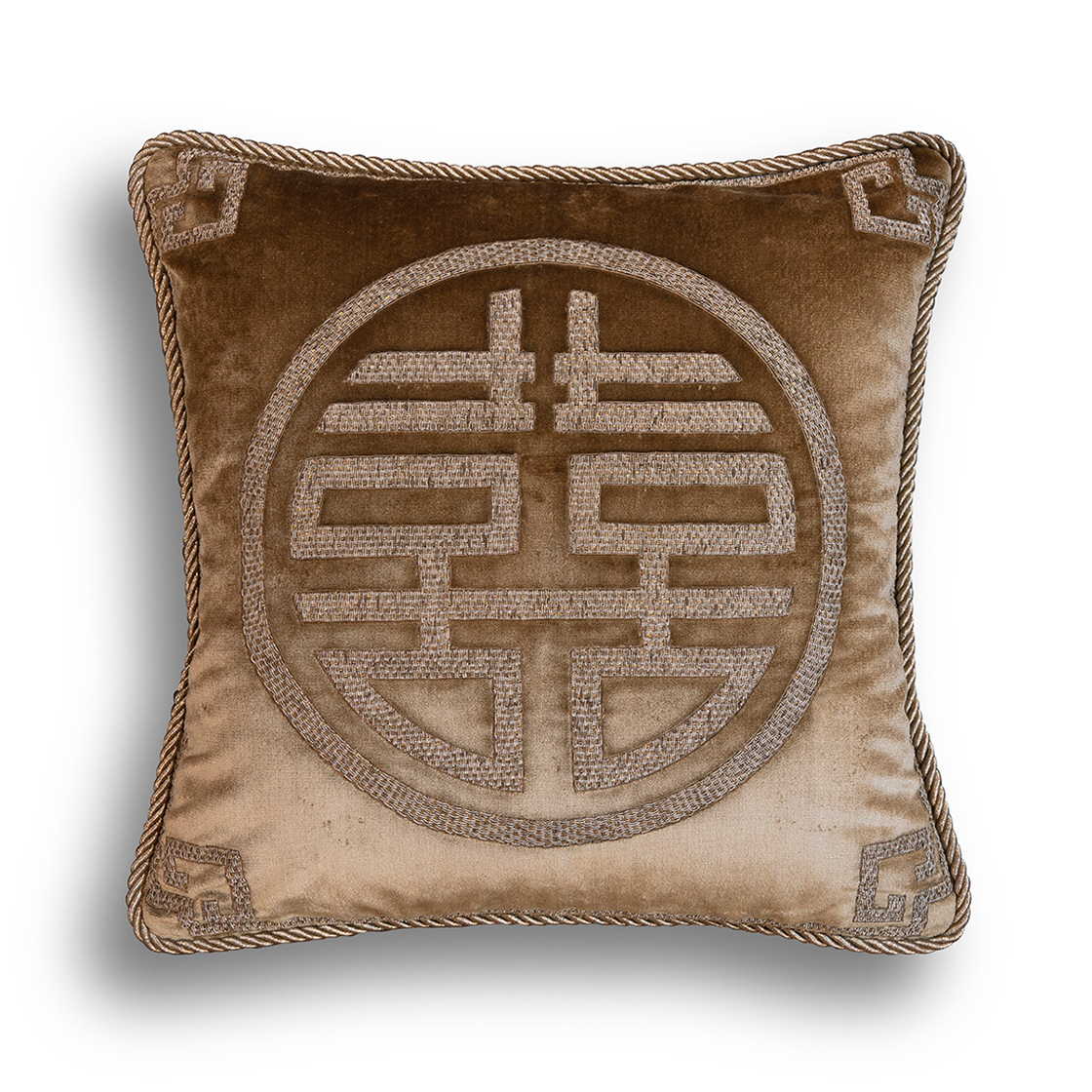 Feng Shui cushion, Double happiness on Capri - French Grey