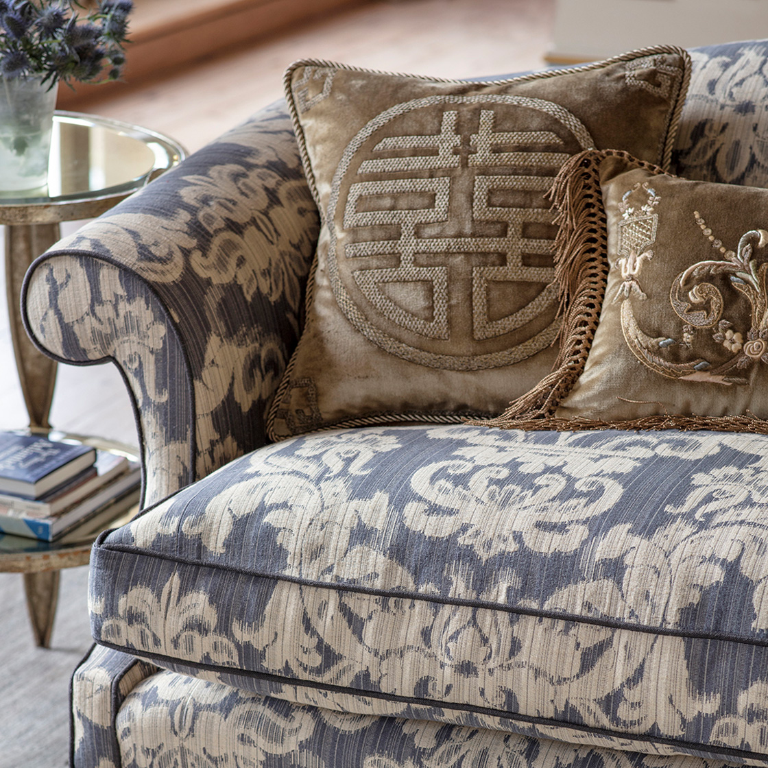 Feng Shui cushion, Double happiness on Capri - French Grey