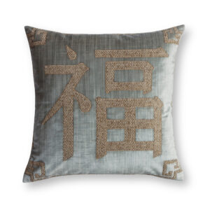 Feng Shui cushion, Prosperity on Como silk velvet - Sage